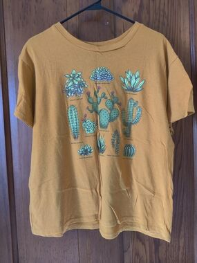Fifth Sun Mustard Yellow Cactus Succulent Graphic Tee